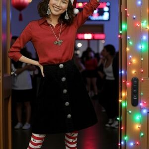 SHEIN Black Mini Skirt with Silver Button Details